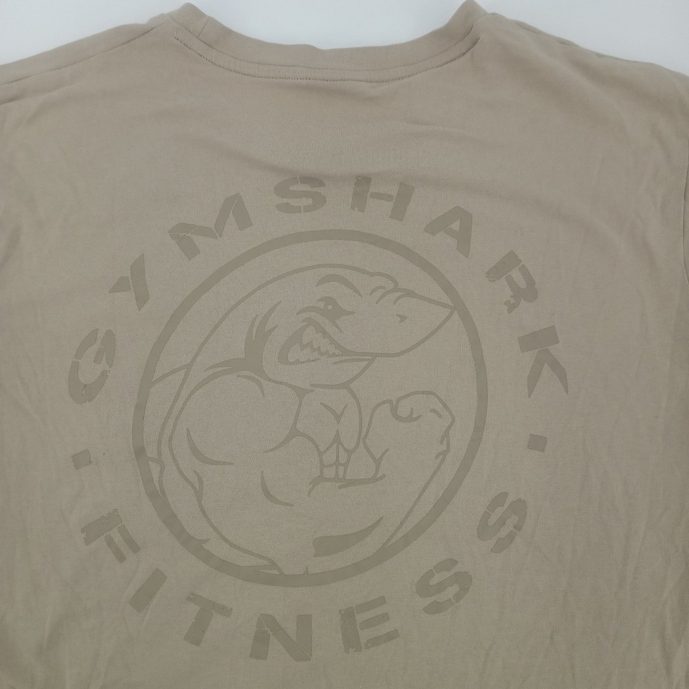 Gymshark Fitness Mens Medium Tan Beige Graphic Logo Short Sleeve T-Shirt